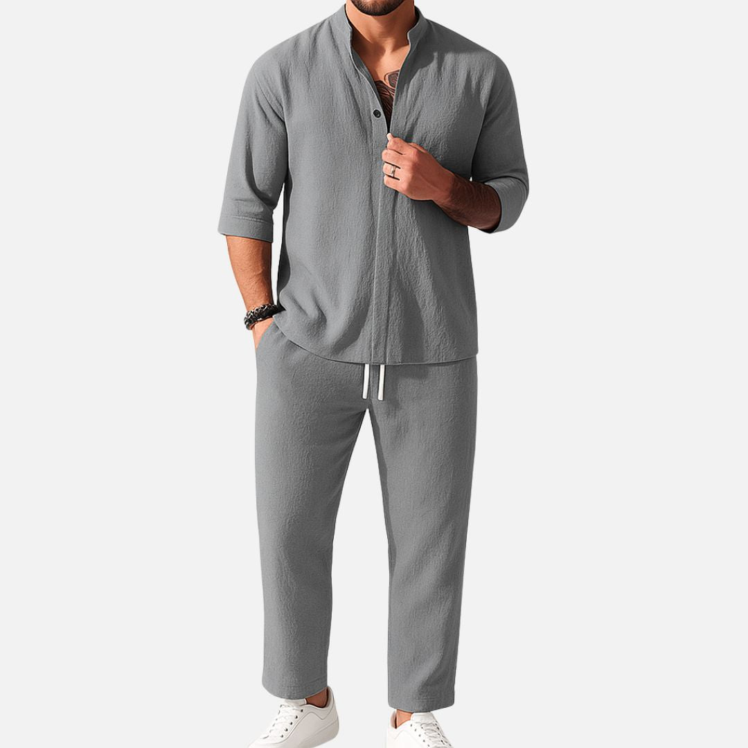 Men's Band Collar Trouser Set