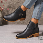 Women's Round-Toe Buckle Boots
