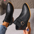 Women's Round-Toe Buckle Boots