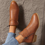 Women's Round-Toe Buckle Boots