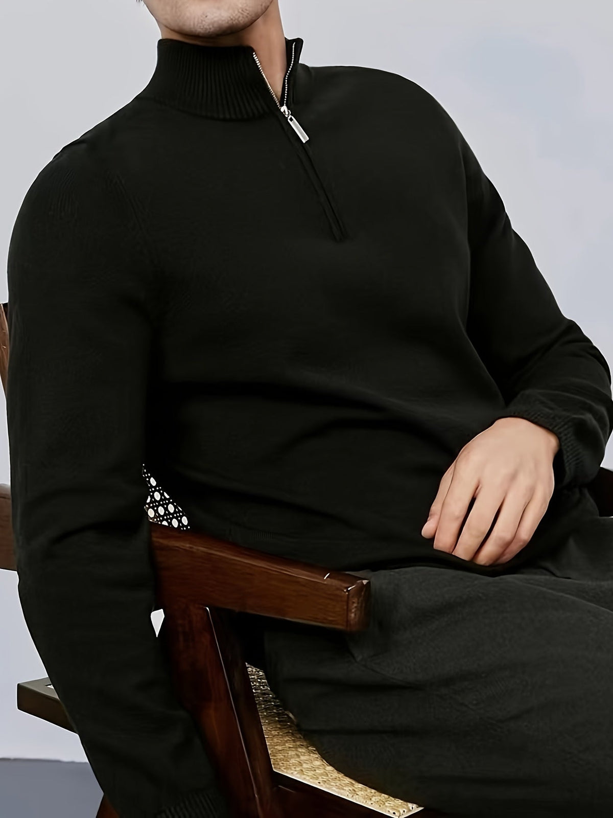 Men's High Neck Half Zip Jumper