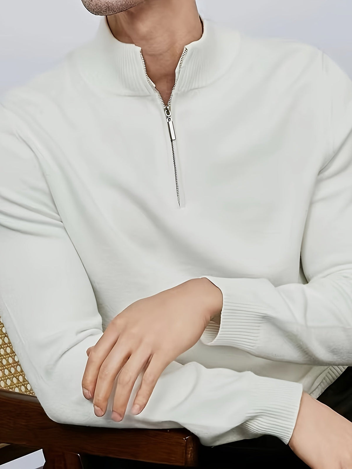 Men's High Neck Half Zip Jumper