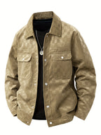 Men's Snap Button Printed Utility Jacket