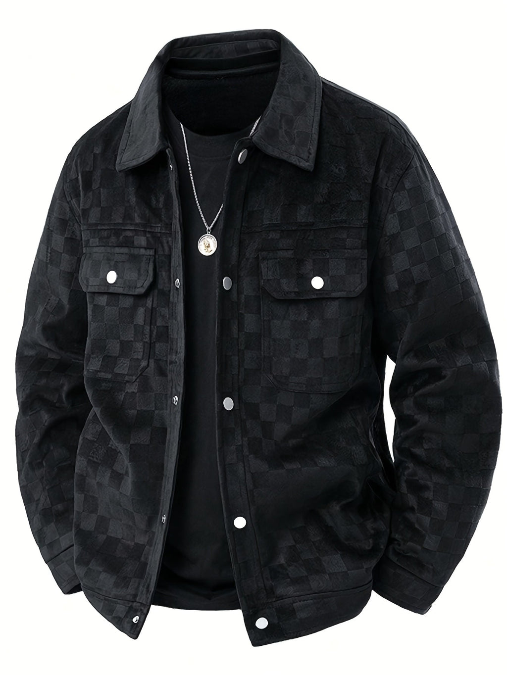Men's Snap Button Printed Utility Jacket