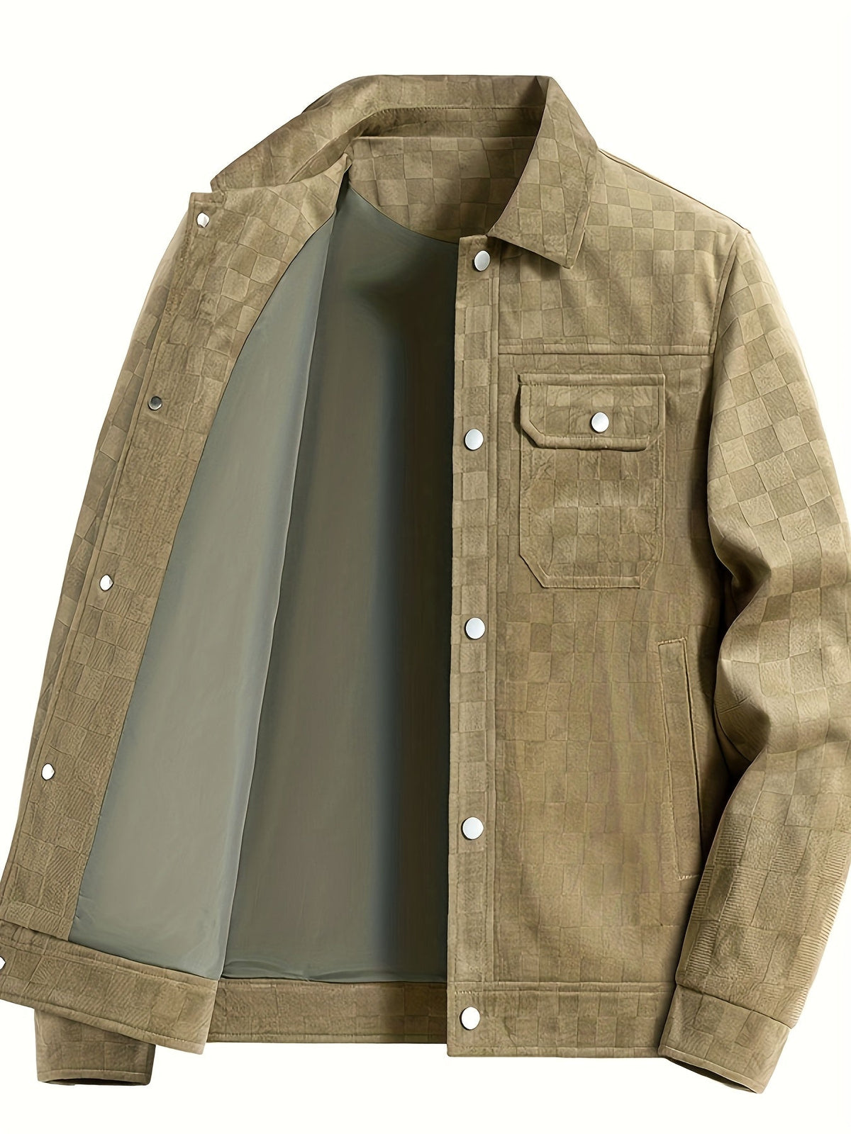Men's Snap Button Printed Utility Jacket