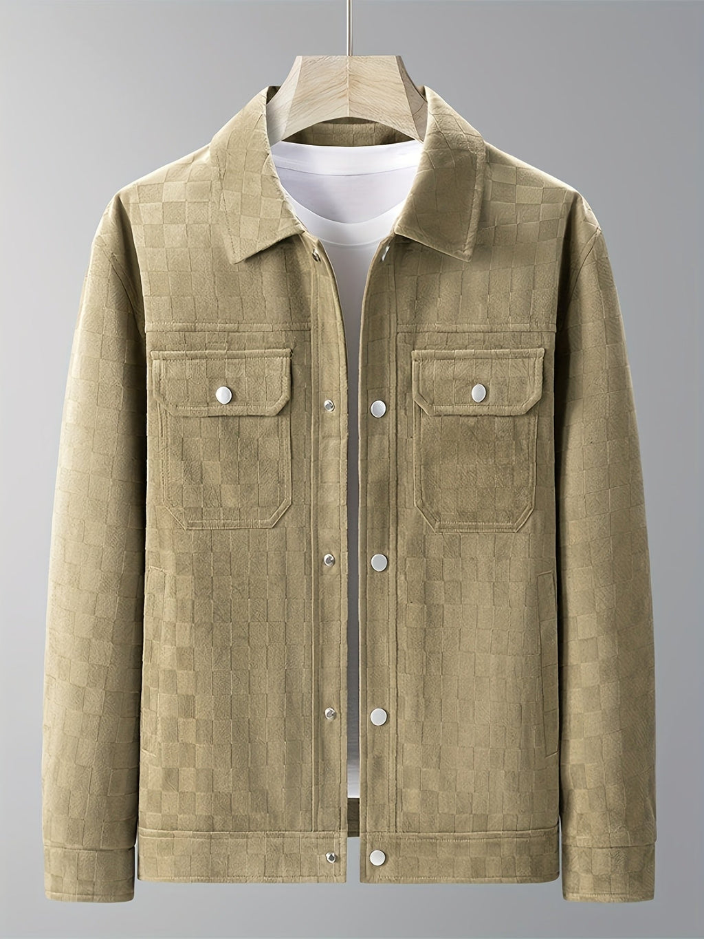 Men's Snap Button Printed Utility Jacket
