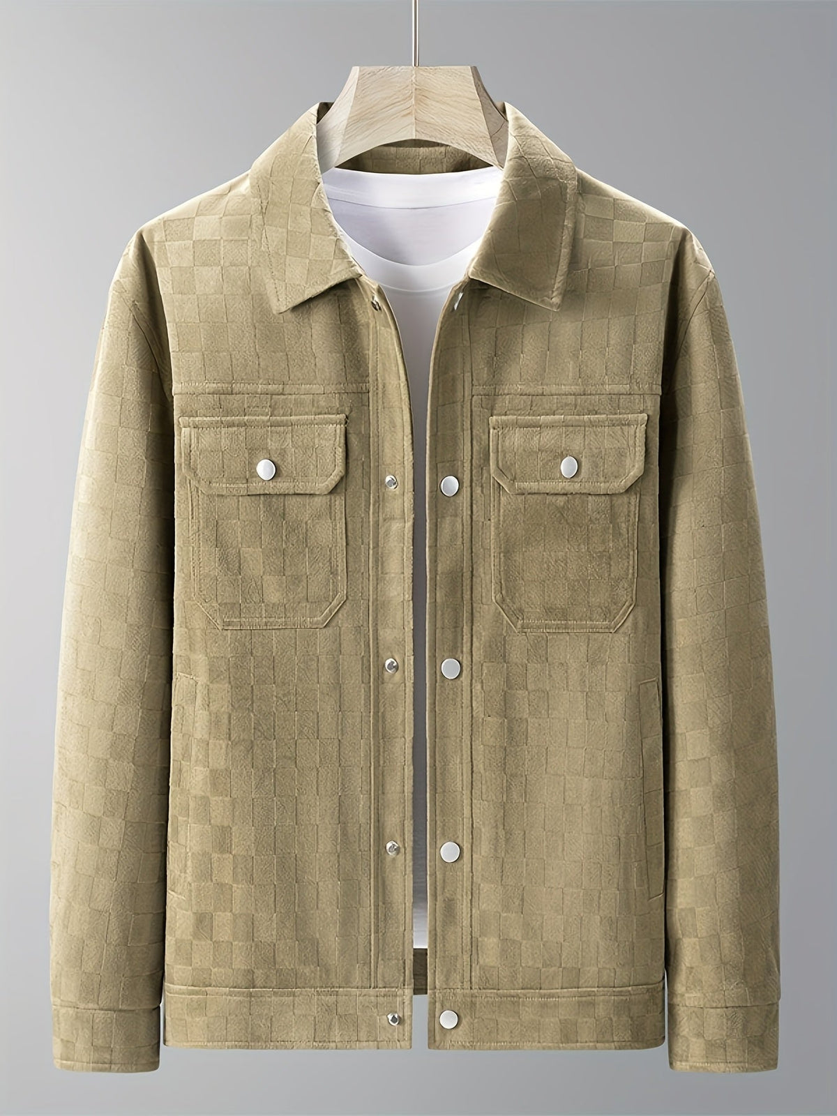 Men's Snap Button Printed Utility Jacket