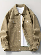 Men's Snap Button Printed Utility Jacket