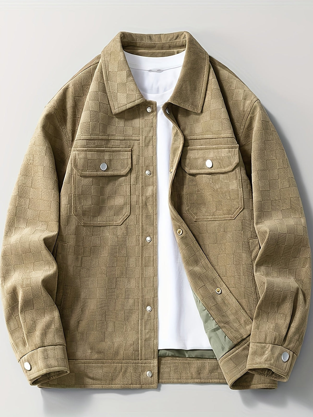 Men's Snap Button Printed Utility Jacket