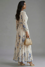 Women's Floral Pleated Maxi Dress