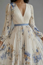 Women's Floral Pleated Maxi Dress