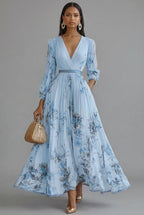 Women's Floral Pleated Maxi Dress