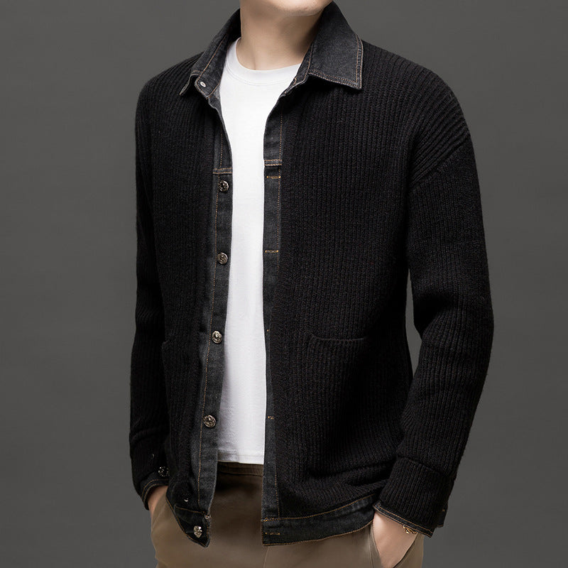 Men's Collared Button Front Cardigan