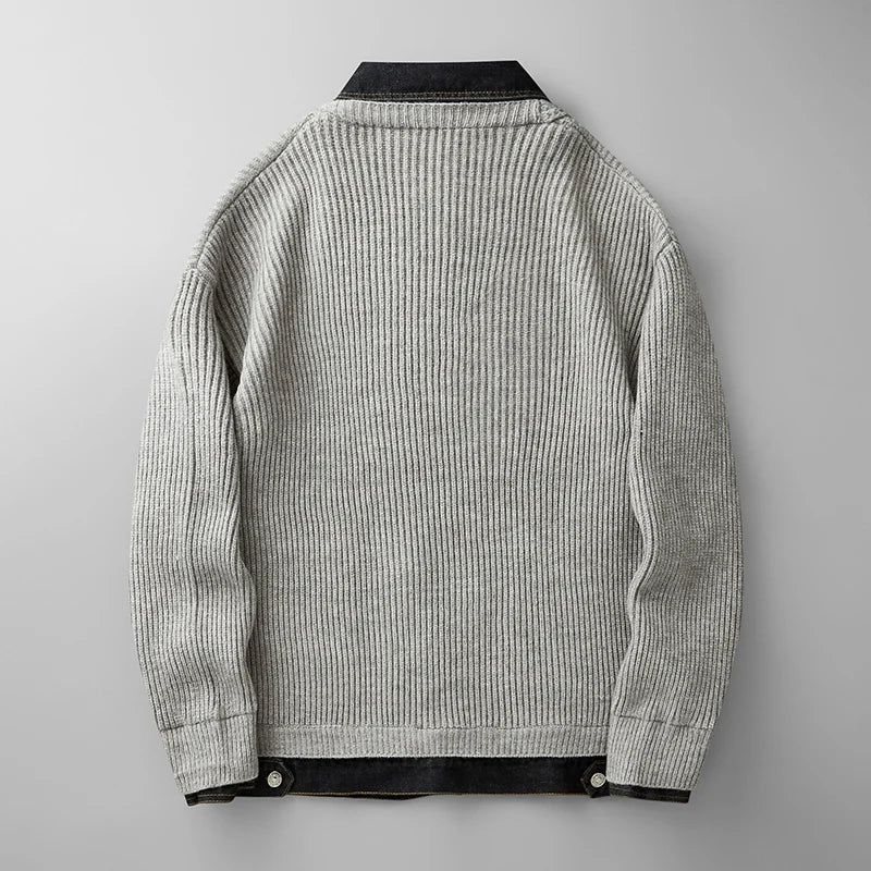 Men's Collared Button Front Cardigan