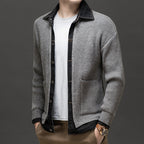Men's Collared Button-Up Cardigan