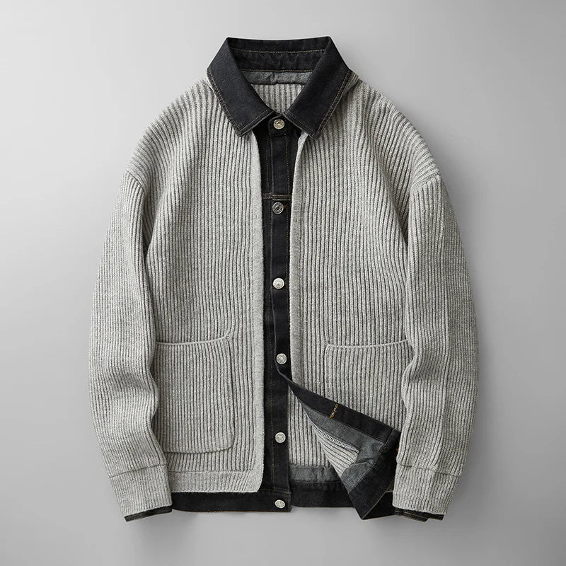 Men's Collared Button Front Cardigan