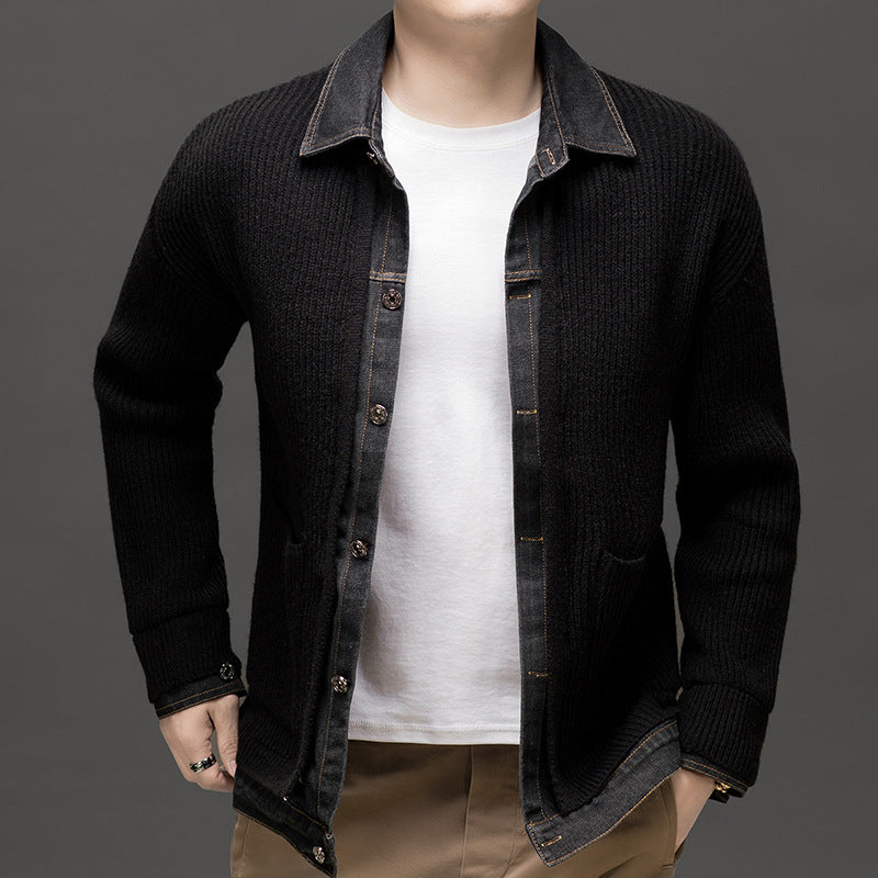 Men's Collared Button Front Cardigan