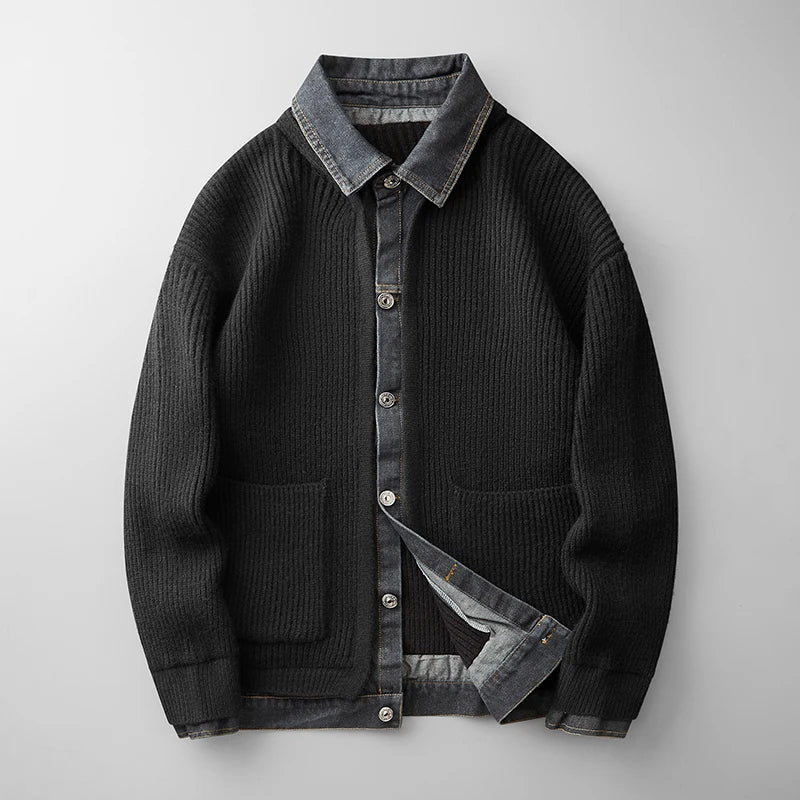 Men's Collared Button Front Cardigan