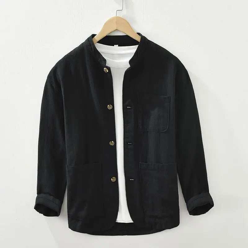 Men's Relaxed Stand Collar Overshirt