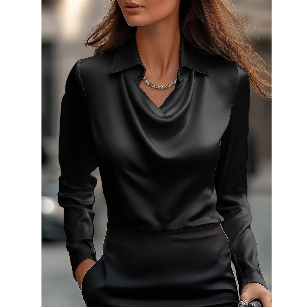 Women's Cowl Neck Satin Blouse