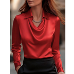 Women's Cowl Neck Satin Blouse