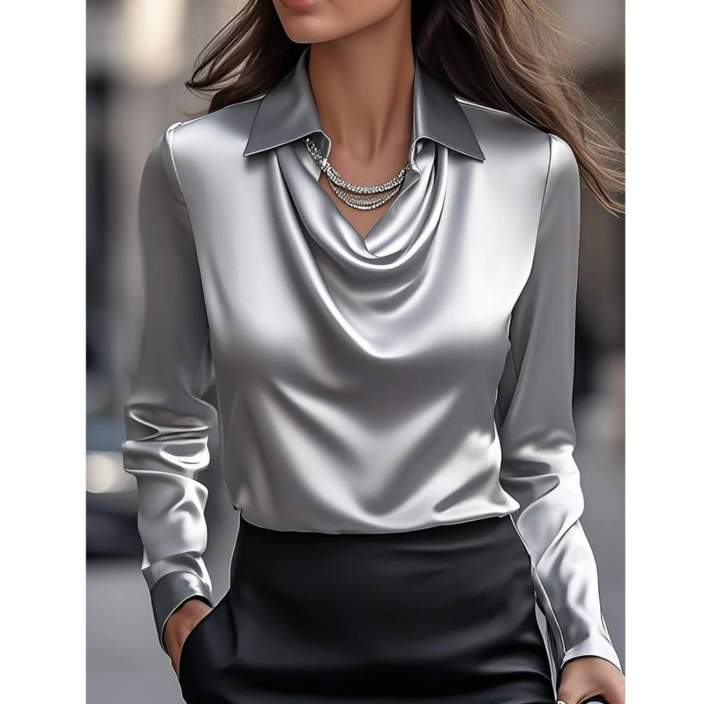 Women's Cowl Neck Satin Blouse
