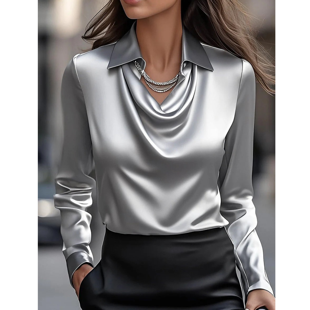 Women's Cowl Neck Satin Blouse