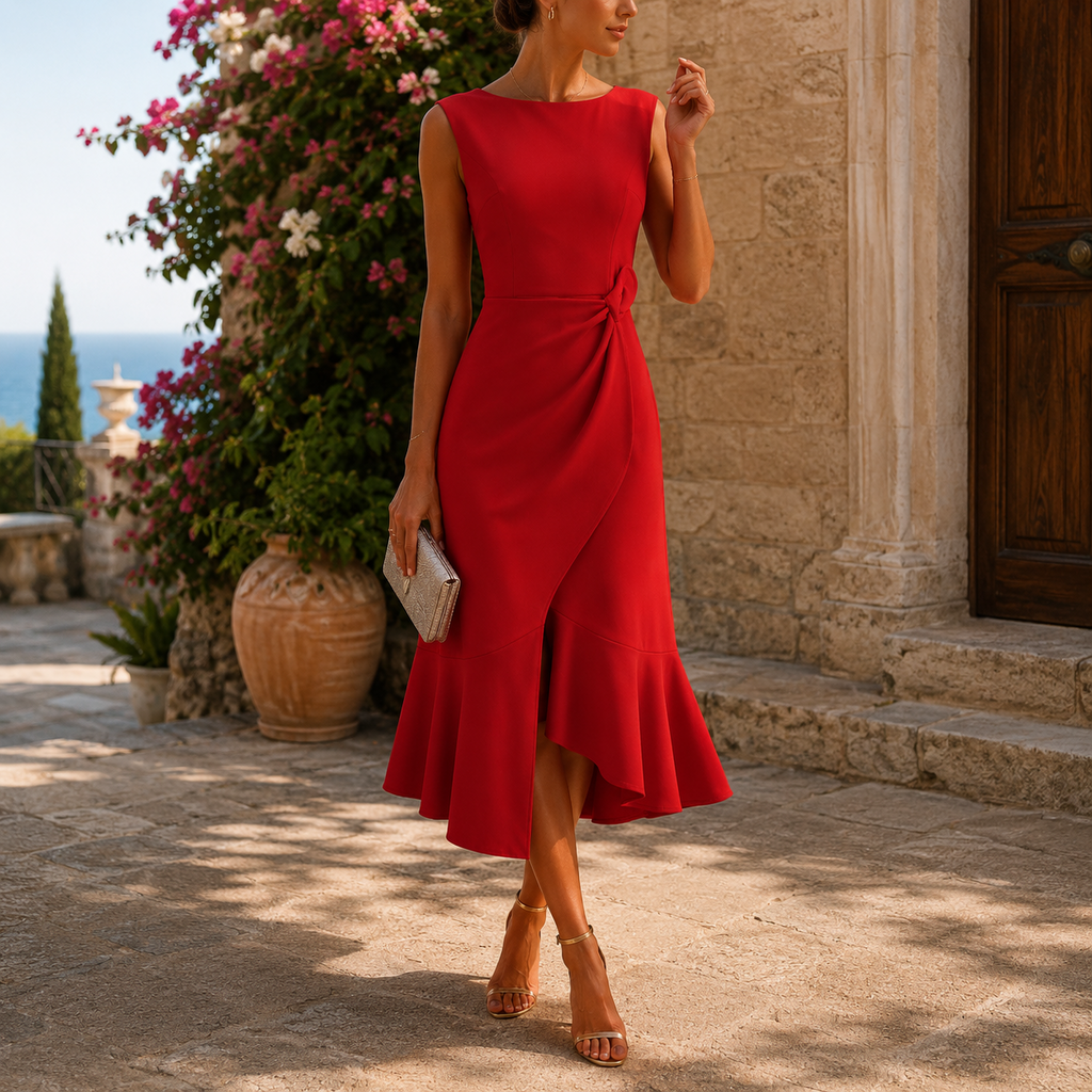 Women's Tie-Waist Wedding Midi Dress