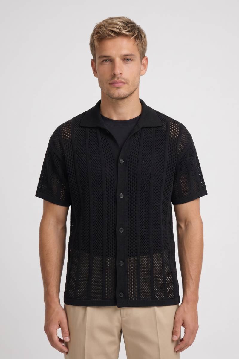 Men's Mesh Knit Button Front Polo