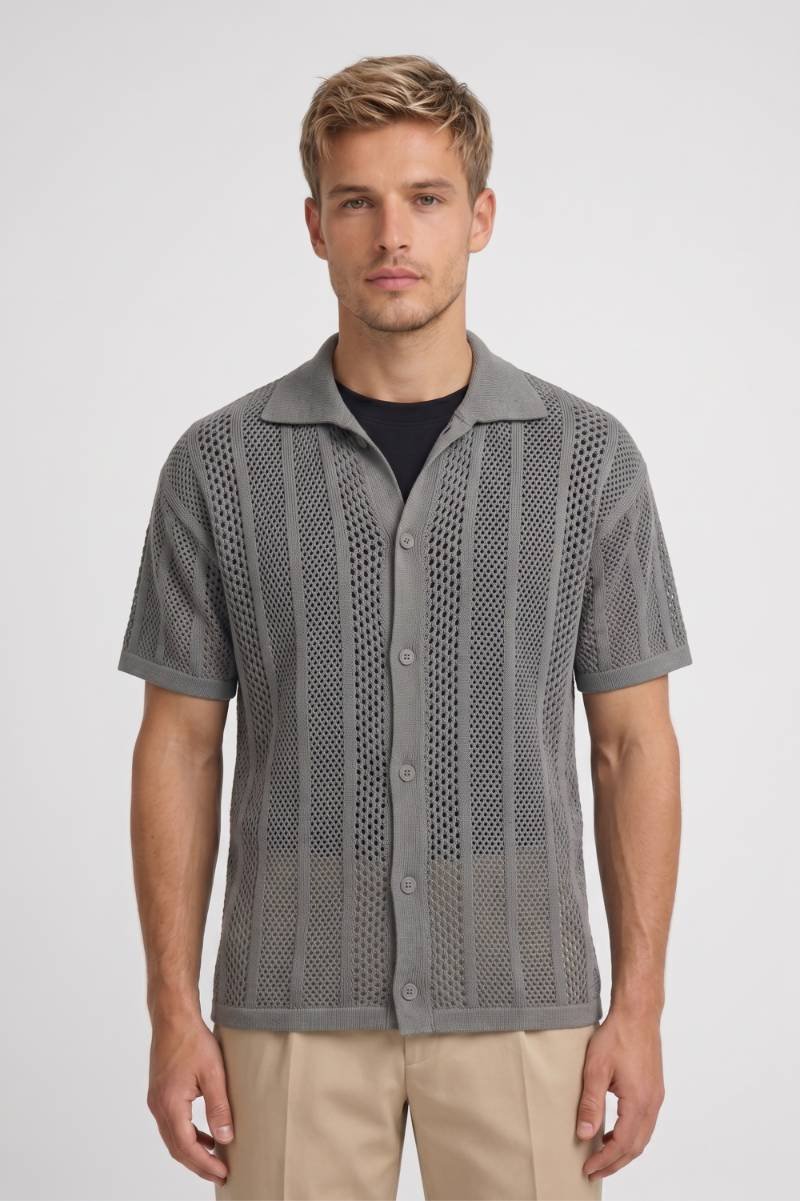 Men's Mesh Knit Button Front Polo