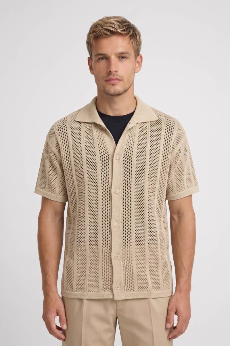 Men's Mesh Knit Button Front Polo