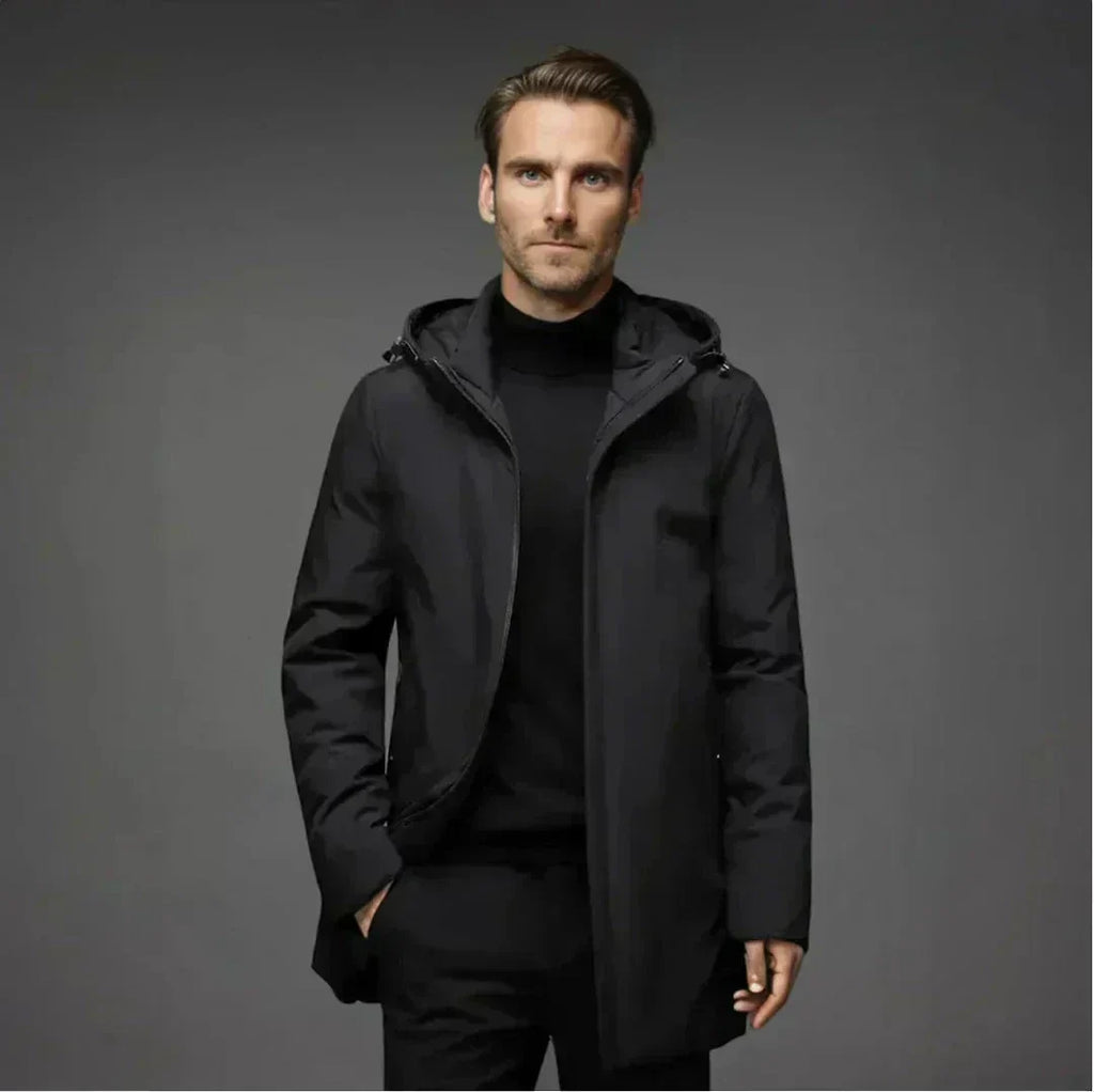 Men's Insulated Long Hooded Overcoat