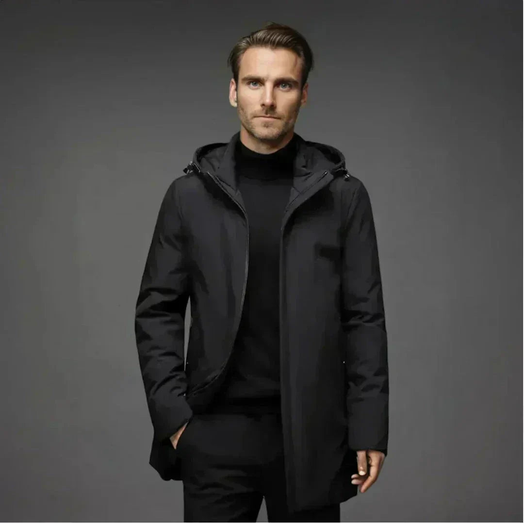 Men's Insulated Long Hooded Overcoat