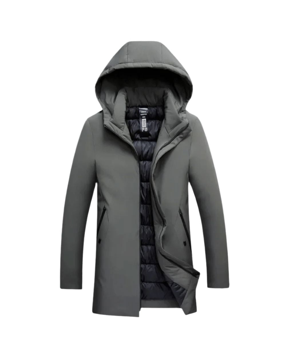 Men's Insulated Long Hooded Overcoat