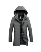 Men's Insulated Long Hooded Overcoat