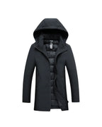 Men's Insulated Long Hooded Overcoat