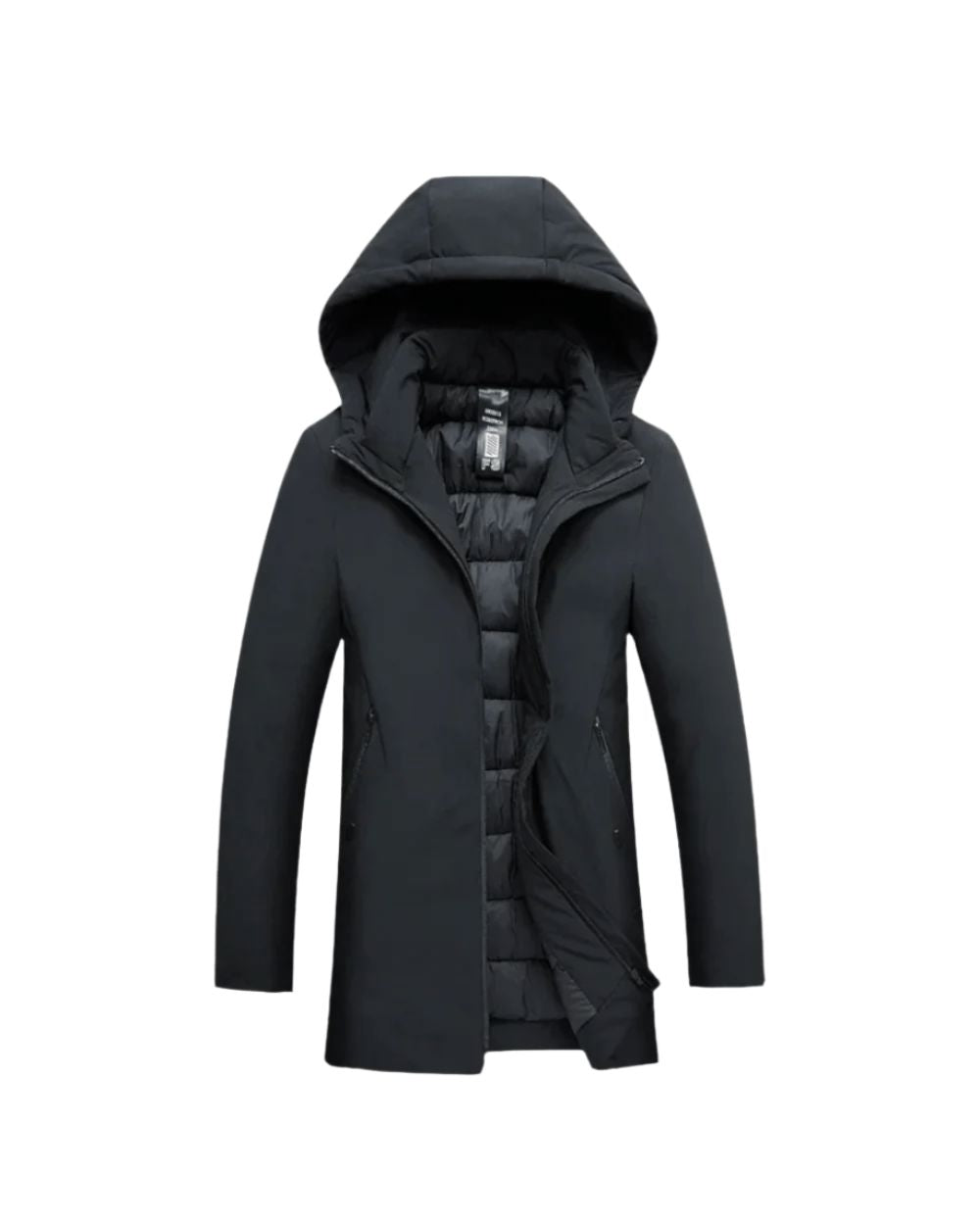 Men's Insulated Long Hooded Overcoat