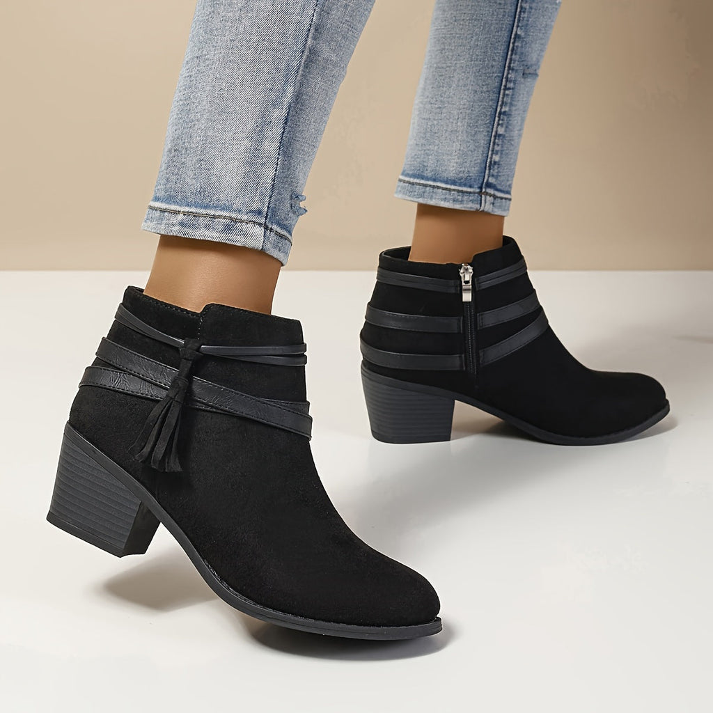Women's Block Heel Tassel Boots