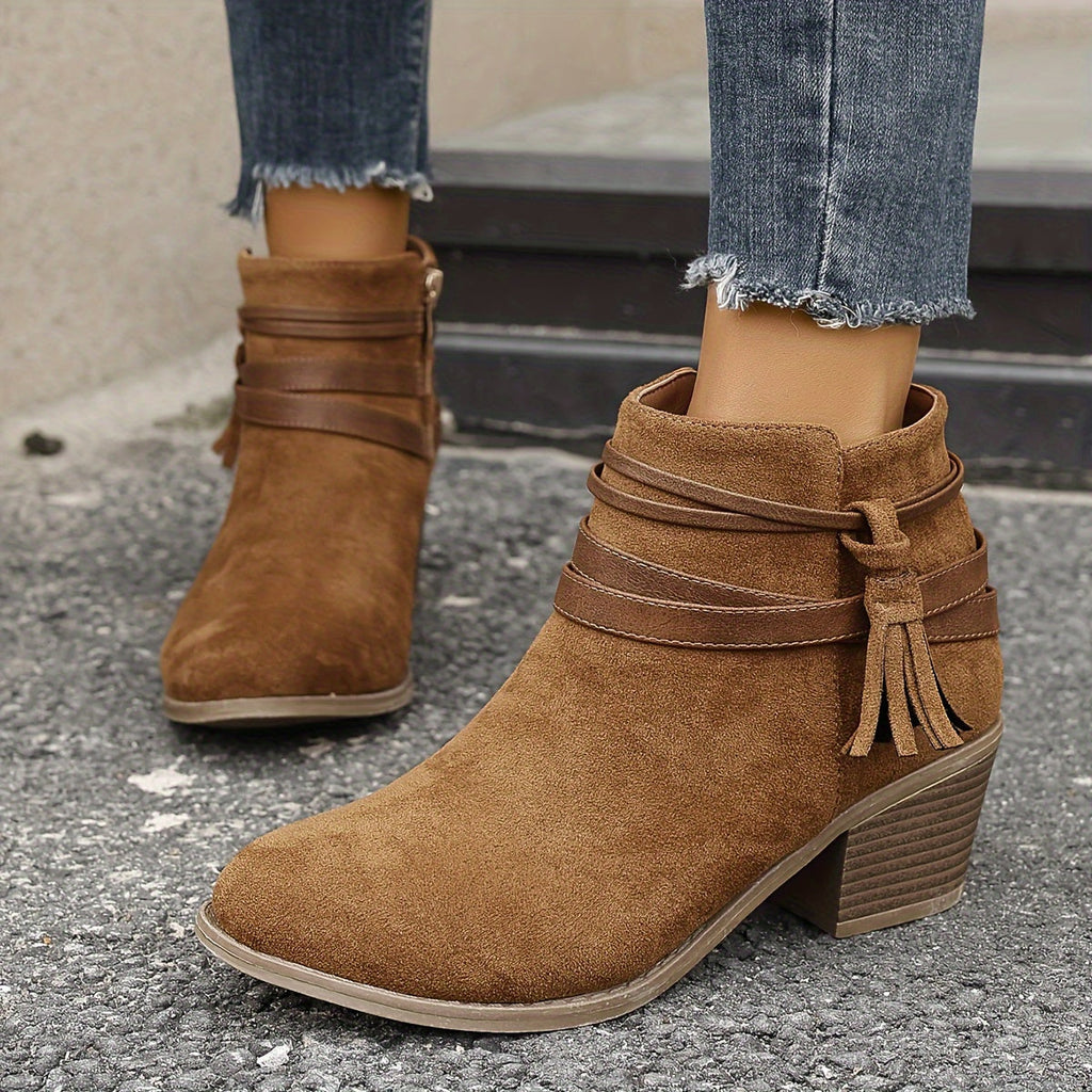 Women's Block Heel Tassel Boots