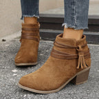 Women's Block Heel Tassel Boots