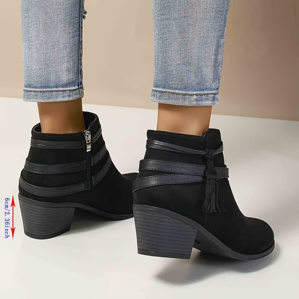Women's Block Heel Tassel Boots