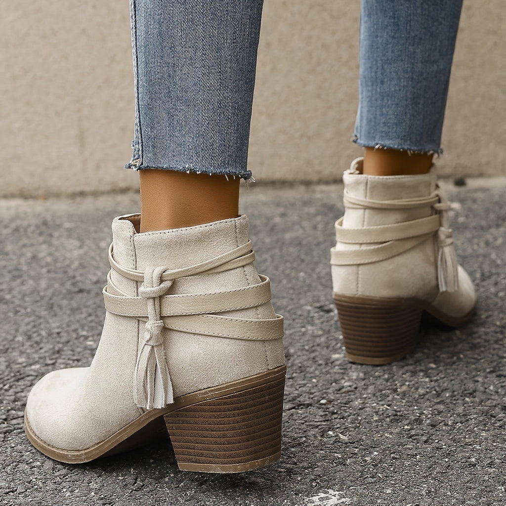Women's Block Heel Tassel Boots