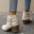 Women's Block Heel Tassel Boots