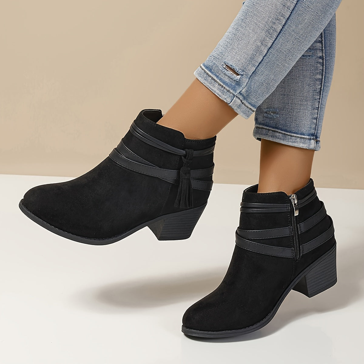 Women's Block Heel Tassel Boots
