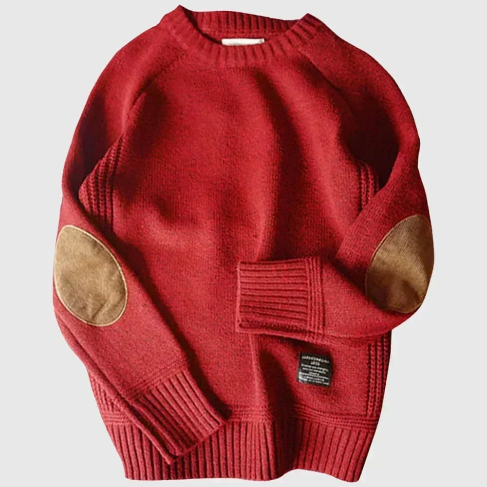 Men's Elbow Patch Crew Neck Jumper