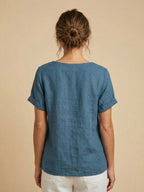 Women's Round Neck Linen Blouse
