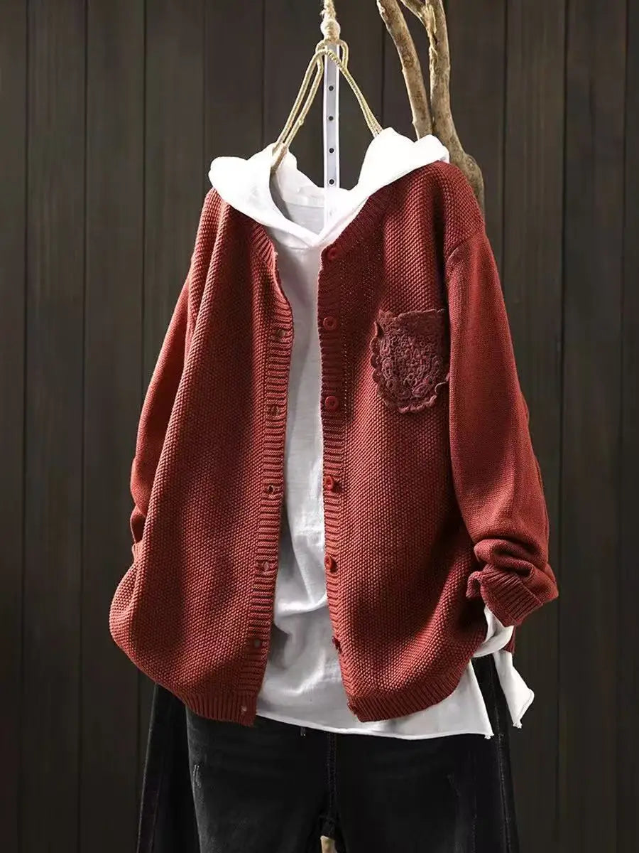 Women's Oversized Purple Knit Cardigan