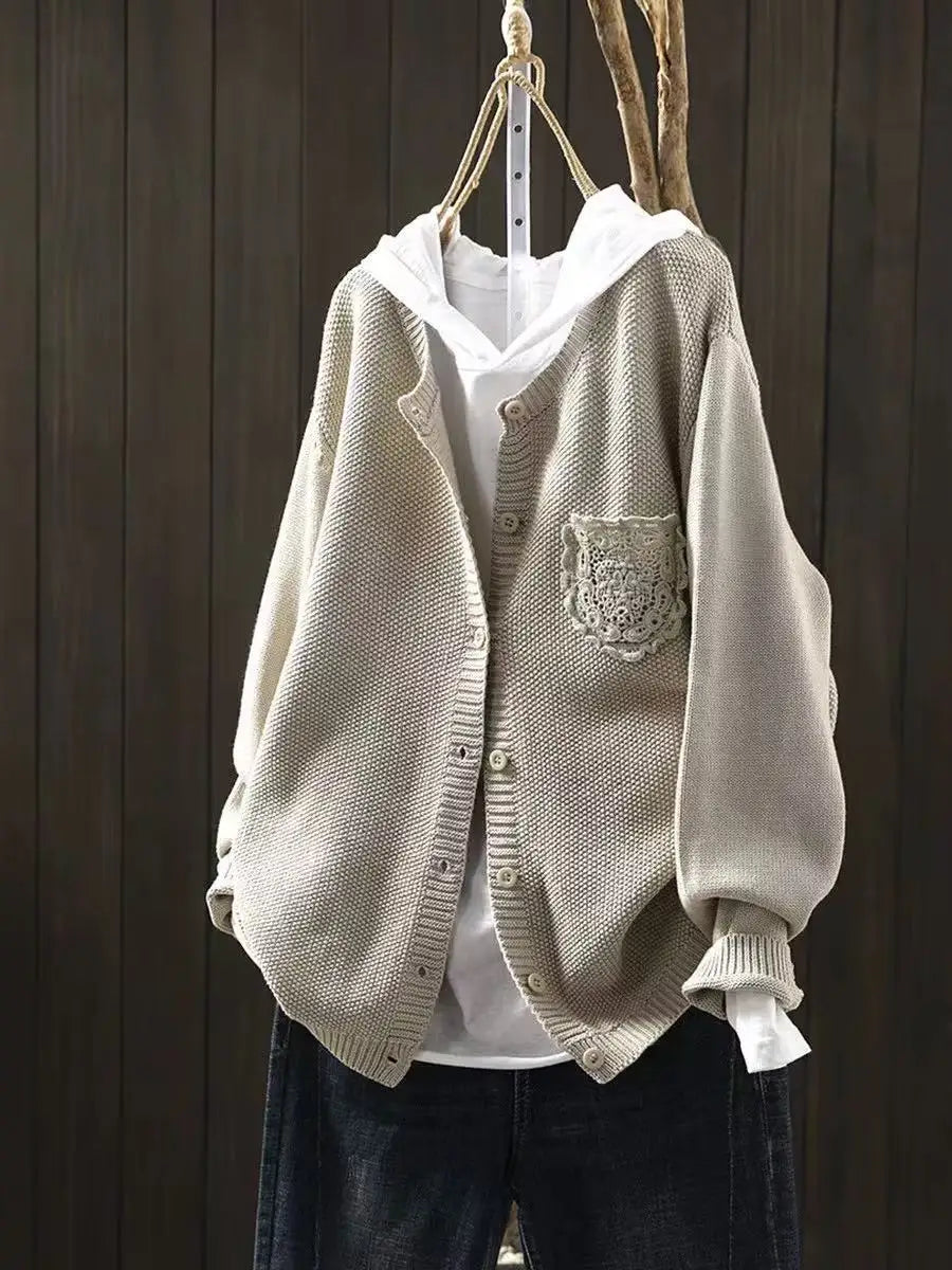Women's Oversized Purple Knit Cardigan