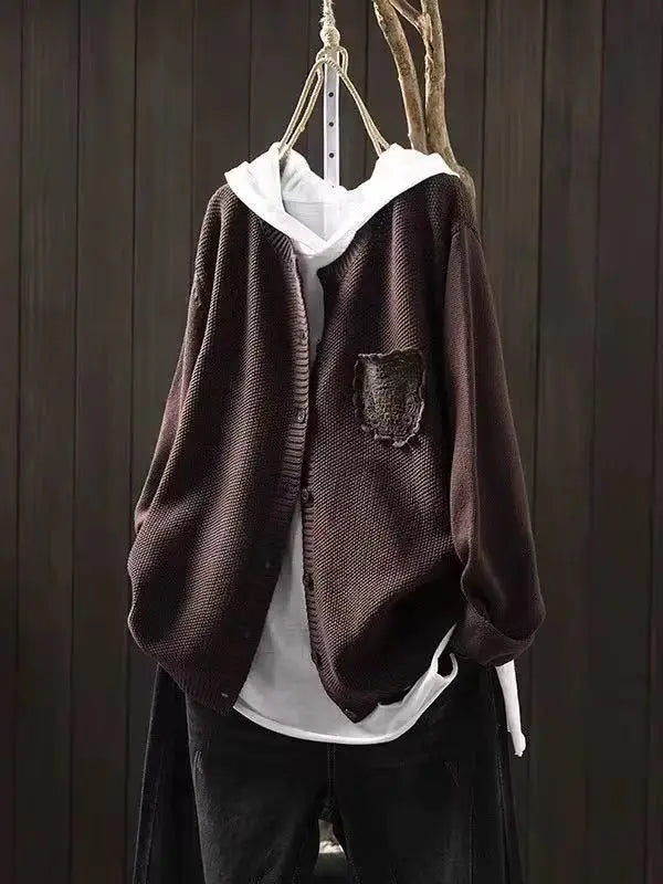 Women's Oversized Purple Knit Cardigan
