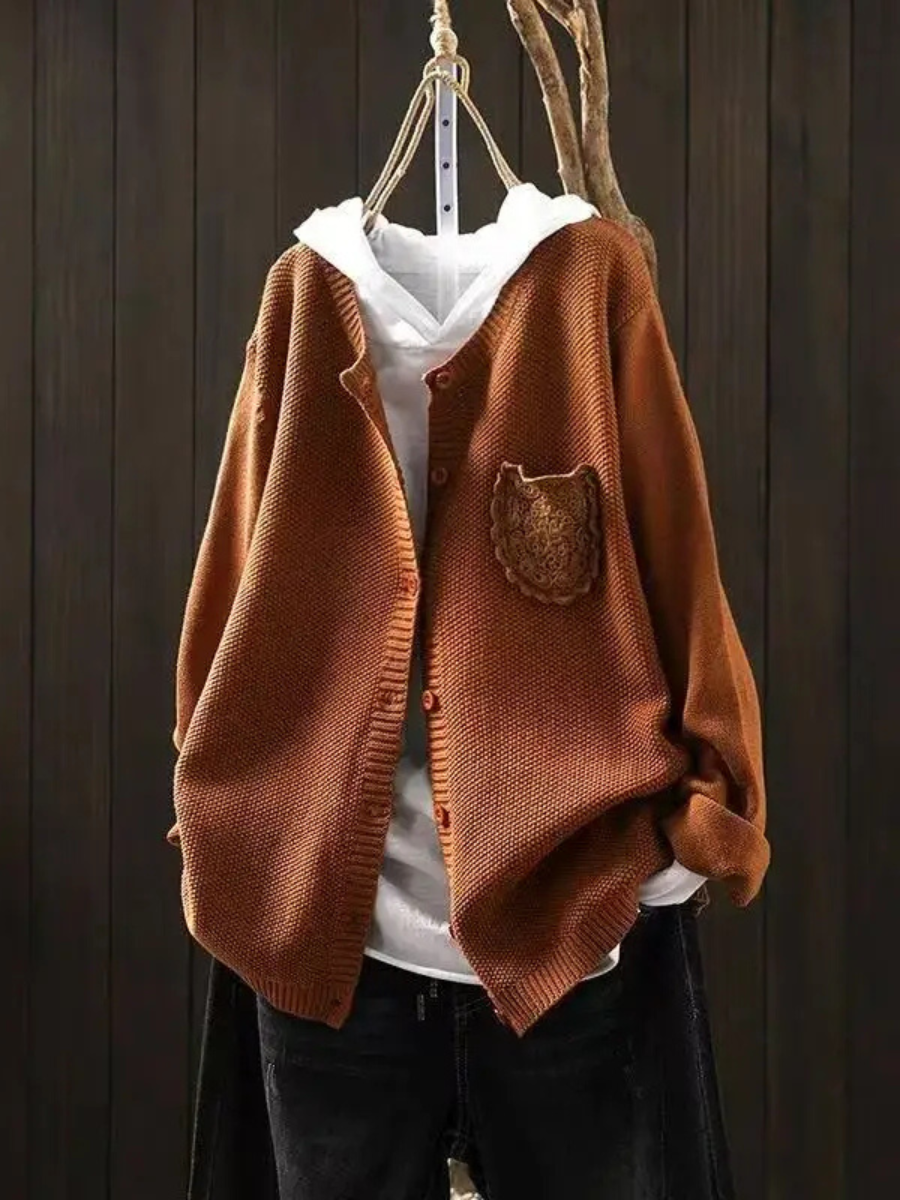 Women's Oversized Purple Knit Cardigan
